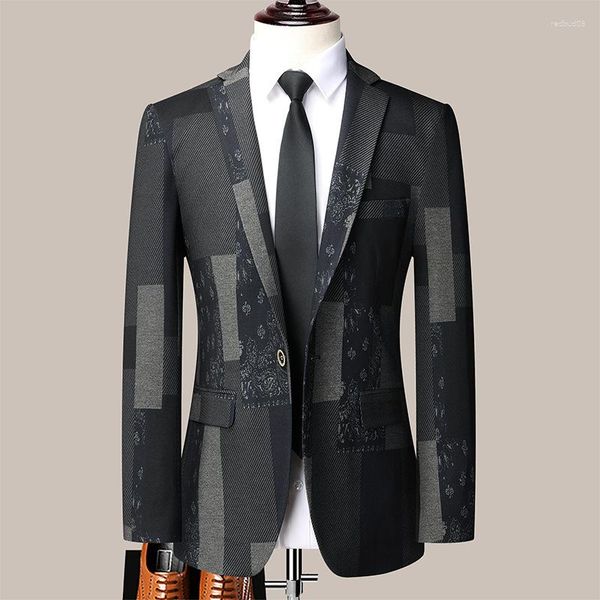 Ternos masculinos moda impressa terno masculino jaqueta de manga comprida tamanho grande 6xl casamento baile festa smoking vestido blazer negócios fino ajuste casaco