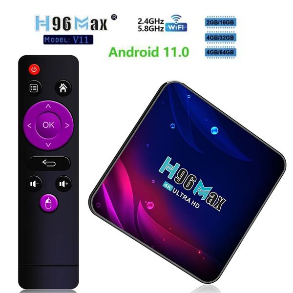 H96 Max V11 Akıllı TV Kutusu Android 11 4GB 32GB 64GB RAM Rockchip 3318 4K Google 3D Video BT4.0 4K Medya Oyuncu Set Üst Kutu Teklif Dropshipping