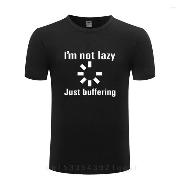 Magliette da uomo I'M Not Lazy Just Buffering - Camicia con slogan per geek del computer Maglietta da uomo a maniche corte o collo T-shirt casual