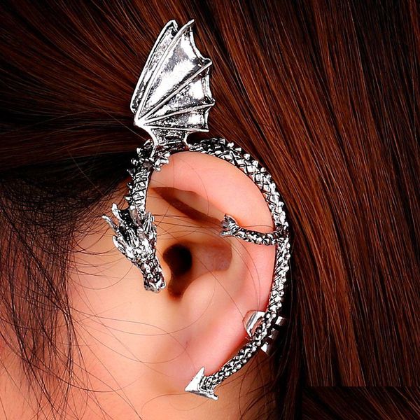 Ohr Manschette Mode Metall Clip Stud Frauen Punk Stil Wrap Drachen Ohrring Kein Loch Für Mädchen Damen Schmuck Drop Lieferung ohrringe Dhbor