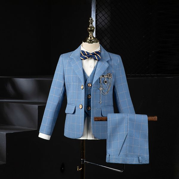 Kleidungssets Jungen-Hochzeitsanzug für Kinder, formeller Blazer, Jacke, Weste, Hose, Fliege, 4 Stück, Smoking-Kleid, Kinder-Pografie-Anzug, Leistungskostüm 230918