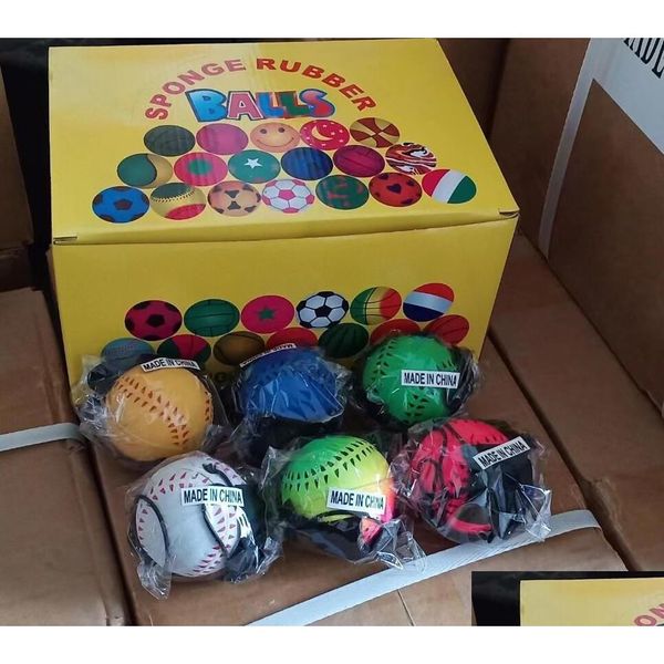 Bolas Esponja Borracha Bola Beisebol Softball 288 Pcs Jogando Bouncy Crianças Engraçado Reação Elástica Treinamento Banda Jogo Brinquedo Kid Drop de Dhfb8