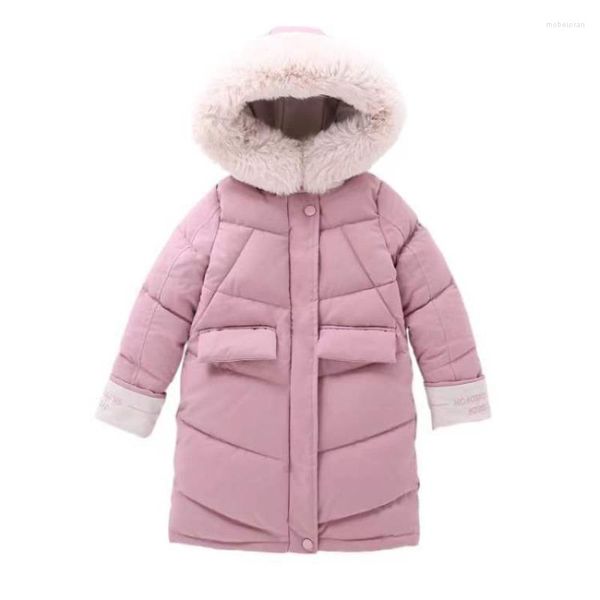 Para baixo casaco crianças inverno jaqueta de algodão 2023 moda menina roupas crianças grosso parka pele com capuz snowsuit outerwear