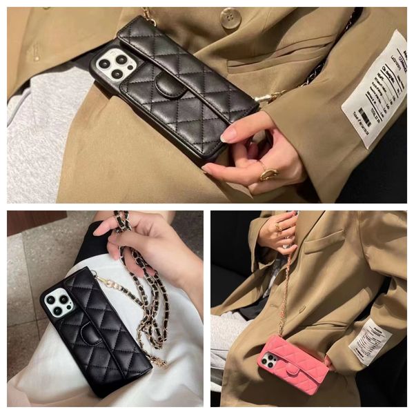 Capa de telefone de couro designer de lichia grão flor carta capa de telefone para iPhone 15 14 13 12 11 Pro Max X Xs Xr PU impressão carteira de proteção total capa magnética alça de mão l5
