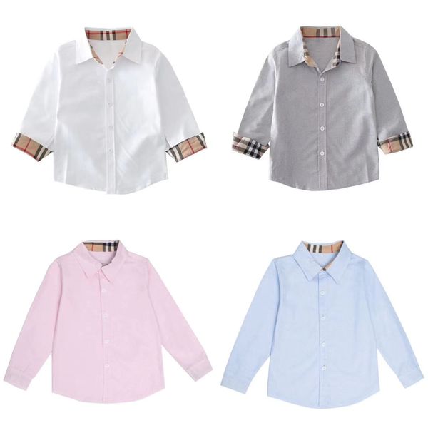 Baby Junge kleiden Herbst Kinder Hemden Großhandel volle Ärmel Designer Kleinkind Mädchen rosa Kleidung 100–160 cm Baumwollmaterial 2023
