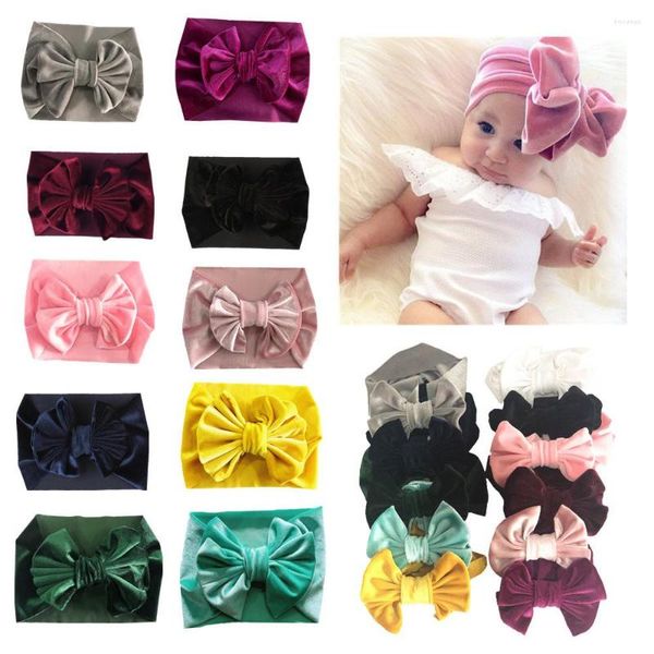 Acessórios de cabelo quente ouro veludo bebê bandana nascido arco largo elástico crianças sólido macio hairband cor pura diy