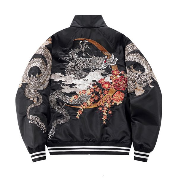 Jaquetas masculinas Algodão Acolchoado Sukajan Dragon Phoenix Bordado Bomber Jaqueta Homens Mulheres Oversize Zipper Casaco de Beisebol Stand Collar Cardigan 2023 230919