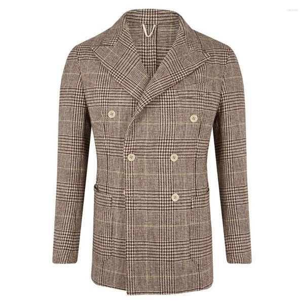 Ternos masculinos duplo breasted inverno sólido terno jaqueta estilo inglaterra inteligente casual de lã para homem grosso moda masculina 2023