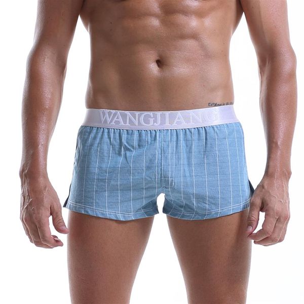 Pantaloncini casual da uomo Boxer Intimo di cotone Traspirante Allentato Mutandine da uomo sexy Mutande comode Biancheria intima scozzese da uomo morbida227D