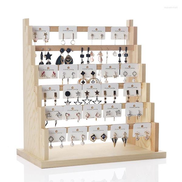 Sacchetti per gioielli Espositore in legno massello Supporto per orecchini Supporto per orecchini Pendenti Bracciali Anelli Organizer Vetrina Scaffale
