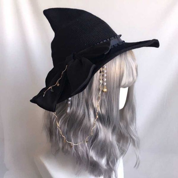 Cadılar Bayramı Cadı Şapkası Cosplay Muhteşem Karanlık Kız Lolita Aksesuarları Yay Şerit Gül Karnaval Partisi 230920