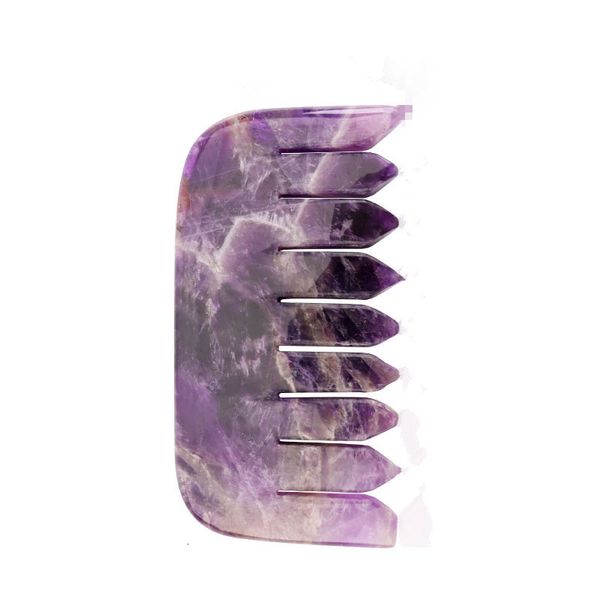 Haarbürsten Natürliche Jade Haarmassagegerät Kamm Amethyst GuaSha Werkzeug Stein SPA Akupunktur Schaber Board Release Kopf Druck Gesundheitspflege 230918