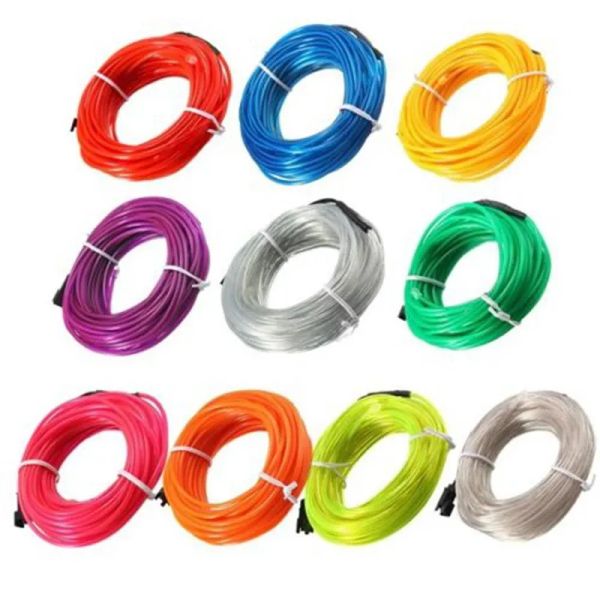 3v luz de néon brilho el string tubo de corda de fio flexível tiras led à prova dwaterproof água leds 3m/5m para decorações em festa carro vestuário controlador ll