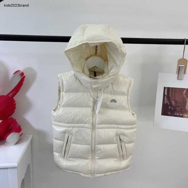 Kinder-Daunenweste, hochwertige Kapuzenweste für Jungen und Mädchen, Gänsedaunen-Baby-Outwear, Größe 110–160 cm, Herbstwärme, ärmellose Jacke, 15. September