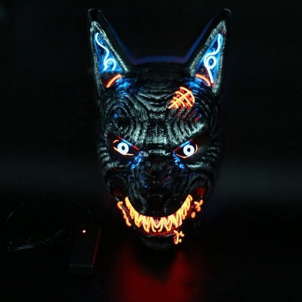 Máscaras de festa Máscara de Lobo Assustador Animal LED Light Up Máscara para Homens Mulheres Festival Cosplay Halloween Traje Masquerade Festas Carnaval 230919