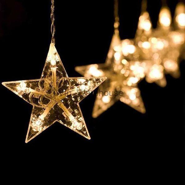 Светодиодные струны Party Moon Star Fairy Lights 2,5M 138 Led Christmas Star String Light Garland Led Curtain For Wedding Home Party Birthday Decoration HKD230921