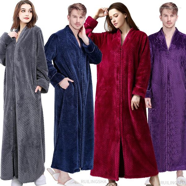 Женская одежда для сна, женские зимние большие размеры, удлиненные теплые ночные рубашки, фланелевые пижамы с плотной сеткой на молнии, теплый халат для беременных