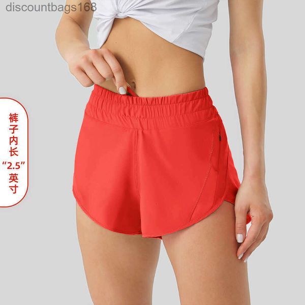 lu-16 Summer Track That Hotty Hot Shorts da 2,5 pollici Allentato Traspirante Asciugatura rapida Sport Pantaloni da yoga da donna Gonna Versatile Casual Tasca laterale Biancheria intima da palestraG