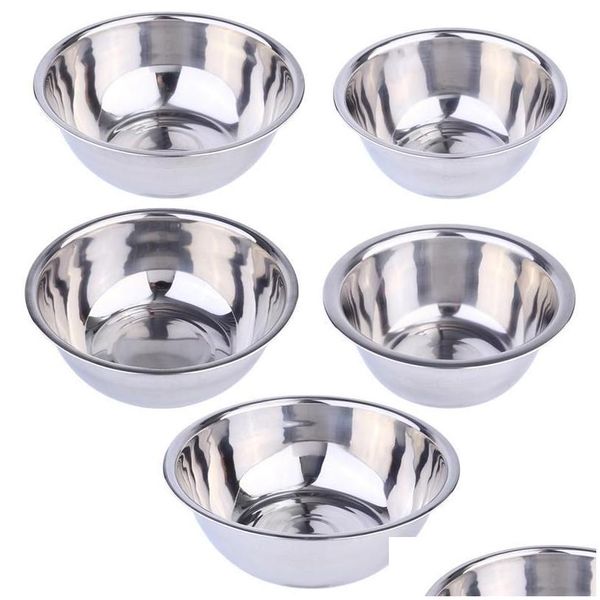 Tigelas Conjunto 5 Pcs Sier Aço Inoxidável Salada Tigela Ovo Utensílios de Cozinha Tamanho Diferente Drop Delivery Home Garden Dining Bar Louça Dhbxx