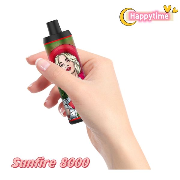 Moda Sunfire 8000 Pufs DTL Tek kullanımlık vape kalem 18ml Prefoled 600mAh USB Şarj Ayarlanabilir Hava Akışı Elektronik Sigara Cihazı 0% 2% 3% 5% 5 Fabrika Doğrudan