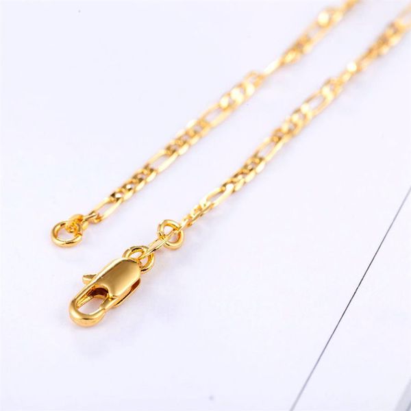 10 pz 14 K Oro e Argento 2 MM Curb Italiano Collana a catena a maglia Figaro Collana a catena Donna Ragazza Uomo Ragazzi Collana di moda Gold264L