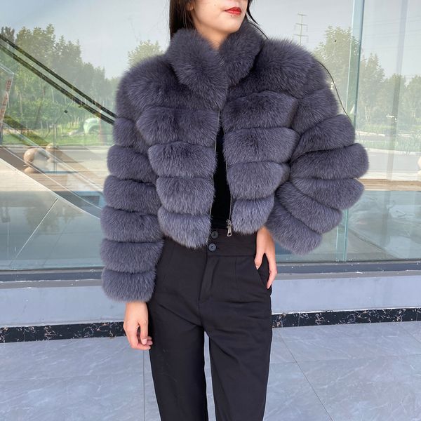Pele feminina falso 2023 inverno novo estilo casaco real moda natural casacos manga longa H-22S5S 230918