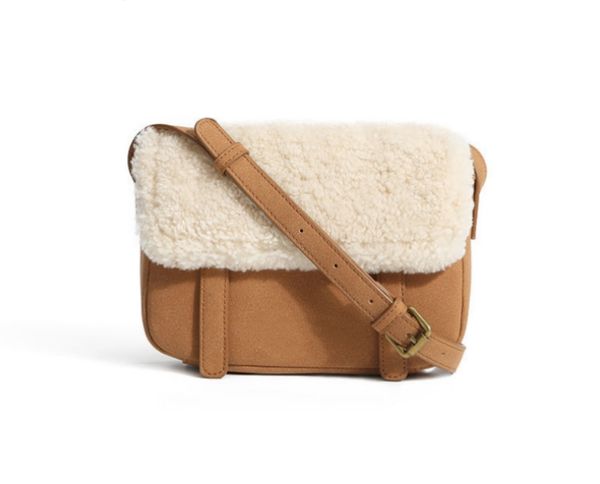 Дизайнерская сумка, осенне-зимняя женская сумка из овечьей шерсти, через плечо, повседневная маленькая квадратная сумка, кожаная плюшевая сумка-мессенджер