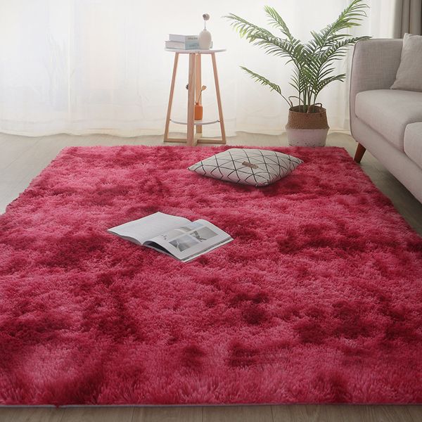 Tapetes Fluffy Gradiente Tapete Vermelho para a sala de estar Sofá Área Crianças Quarto Tapete Não Slip Bedside Macio Grosso Bebê Play Mat Decor 230919