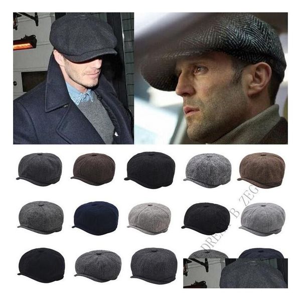 40 Styles Vintage Düz Tepeli Gatsby Cap Men Yıldız Sıradan Gelişmiş Açık Hava Spor Kapakları Güneş Kalın Kötü Şapkalar Beralar Beretler Teslimat DHPLM