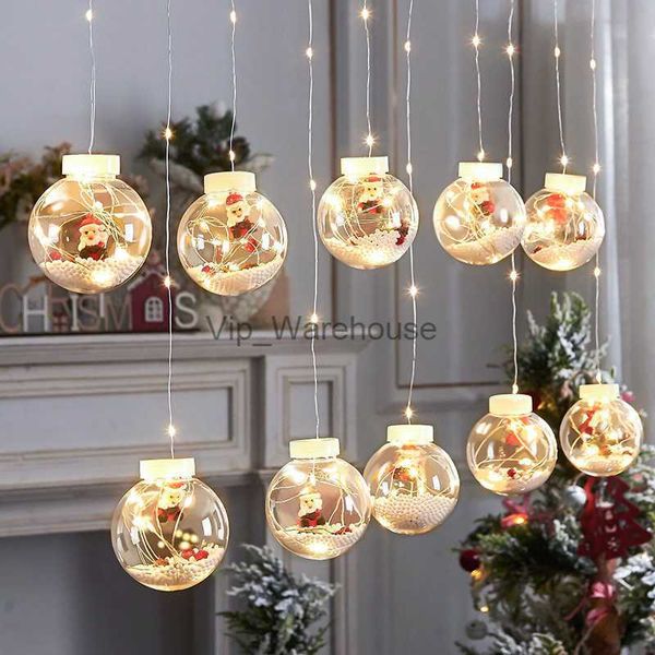 Stringhe LED Party 3M10pc Tenda natalizia Ghiacciolo Fata Luci stringa Globo Palla Babbo Natale Pupazzo di neve Albero di Natale Decorazione leggera HKD230919