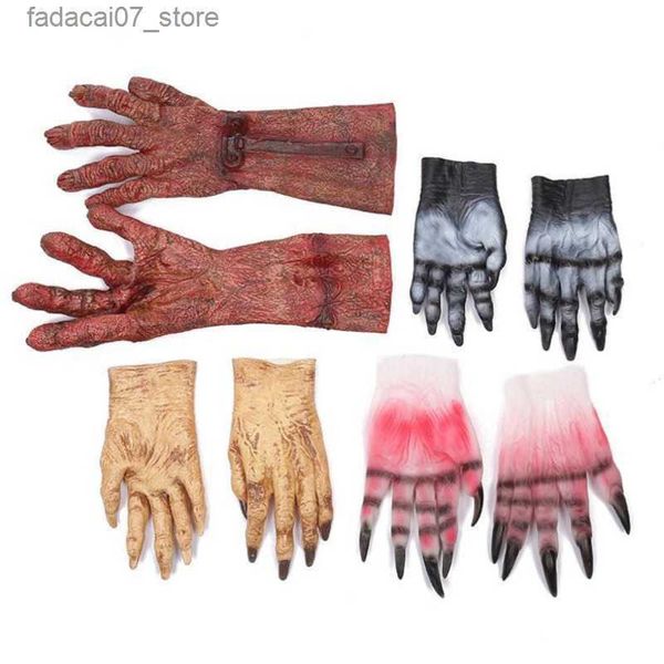 Outros suprimentos para festas de eventos Halloween Horror Props Tricky Zombie Blood Gloves Falso Dedo Long Nails Cosplay Devil Gloves Party Photo Decoration Supplies Q230919