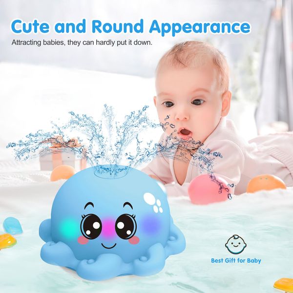 Badespielzeug Baby Bad Spielzeug Sprühwasser Dusche Schwimmbad Badespielzeug für Kinder Elektromwal Badball mit leichter Musik LED Light Toys Geschenk 230919