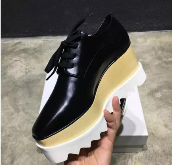 Yeni Schuhe Oxford Derby Kadın Ayakkabı Kırmızı Tam Tahıl Deri Mavi Yıldızlar ve Beyaz Sole