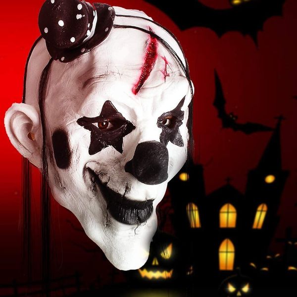 Máscaras de festa est halloween cosplay máscara horror assustador demônio dentes língua palhaço chama zumbi 230919