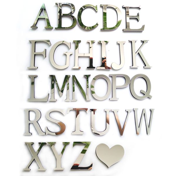 Adesivos de parede Letras inglesas Espelho acrílico 3D DIY adesivos de parede para casa Personalidade moderna Home Adesivo Personalização de letras inovadoras 230919