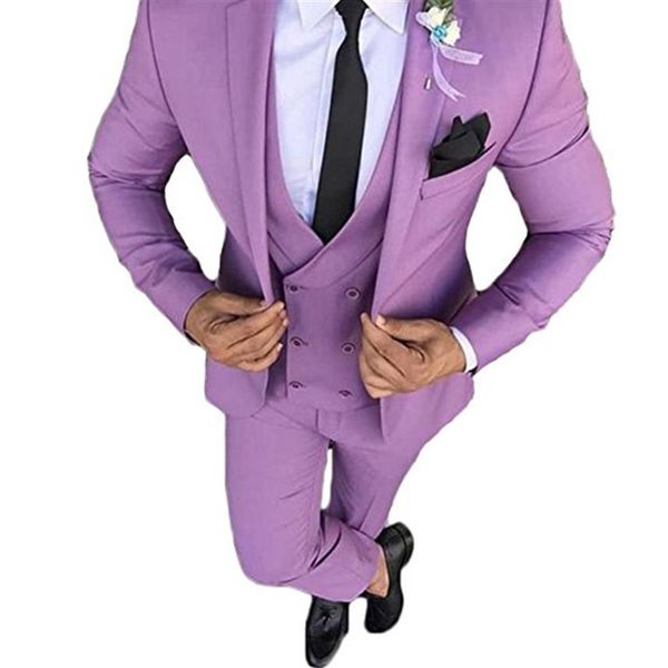 Personalizar padrinhos notch lapela noivo smoking roxo ternos masculinos casamento baile de formatura homem blazer jaqueta calças colete gravata a126311i