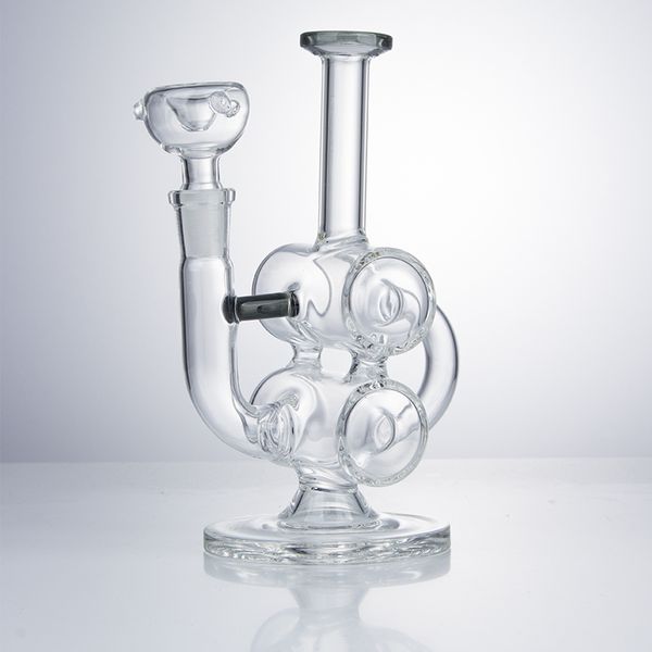 Paladin886 GB022 ca. 17 cm Höhe, bunte Glas-Wasserbong, Doppel-Recycler, Wasser-Perc-Dab-Rig, Rauchpfeife, Bubbler-Bongs, 14 mm männliche Kuppelschale