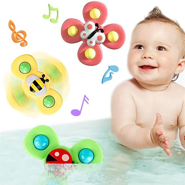 Badespielzeug Saugnapf Spinner Cartoon Tier Hand Spinning Rassel Spielzeug für Kleinkinder Schwimmen Zappeln Lernspiele Lustige Badesauger Spielzeug 230919