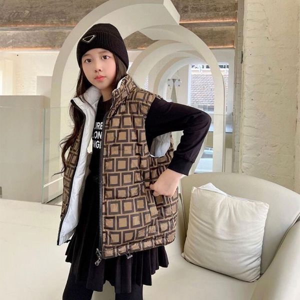 Giacche invernali per bambini Cappotti senza maniche Gilet Gilet Ragazza Ragazzi Gilet classico con lettera Piumino Vestiti per adolescenti Capispalla Cappotto per bambini Abbigliamento Nero Bianco