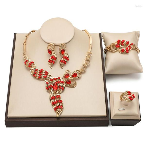 Halskette-Ohrringe-Set, marokkanisch-arabischer Brautschmuck, Damen-Top-Seller, Hochzeit, Dubai, 18 Karat vergoldet, Armband-Ring-Schmuck