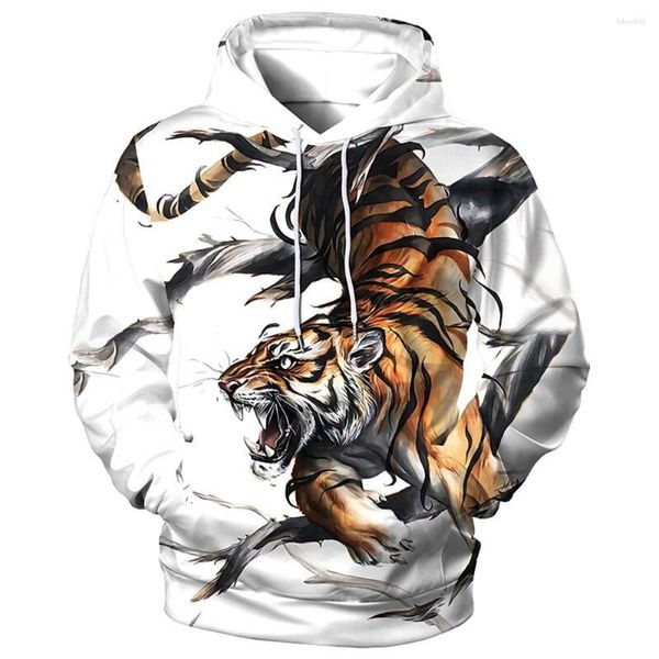 Hoodies masculinos primavera outono hoodie 3d tigre impresso solto designer sweatshirts mangas compridas pulôver 4xl oversized harajuku y2k roupas