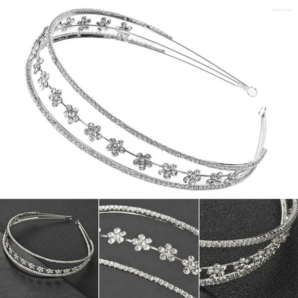 Saç klipsleri 3 katmanlı stil rhinestones ile kristal gelin kafa bandı kız kadınlar için headdress headdress