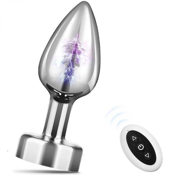 Brinquedo sexual massageador bunda metal mulher vibrador com controle remoto vibração 7 modos próstata plug homem anal para homem