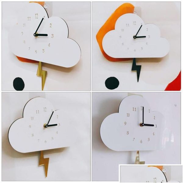 Orologi da parete 50 Pz 1 Pz Creativo Swing Flash Orologio a forma di nuvola Decorazione della camera dei bambini Consegna a goccia bianca Decorazione del giardino di casa Dhlma