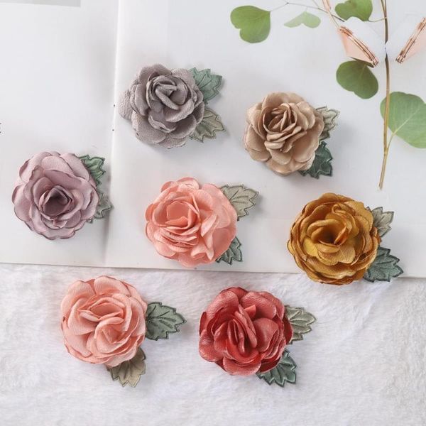 Haarschmuck 6 Stück Baby DIY verbrannte Kante Bögen keine Clips Boutique Blumen Kopfbedeckung Blumen Zubehör für Stirnband