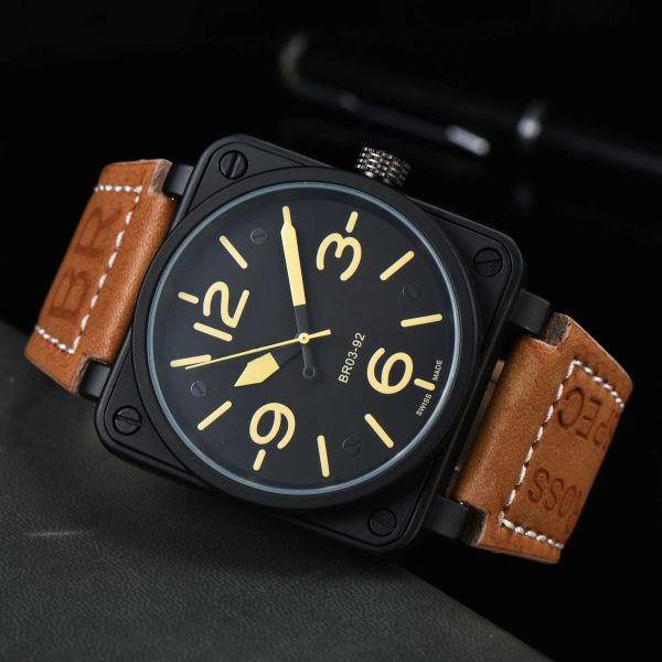 Orologi classici di lusso per uomo Orologi di design Orologi da polso meccanici Orologio in pelle marrone Bell Orologio in gomma Ross nera Orologio da polso