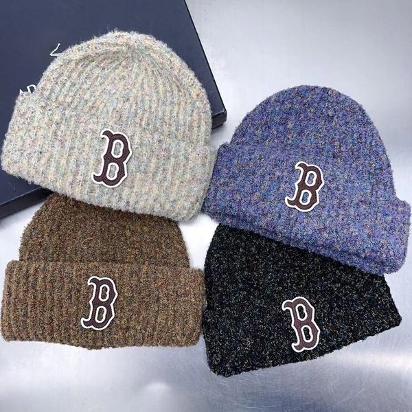 Moda masculina esportes estilo b carta bordado designer gorro chapéu feminino outono e inverno férias viagem quente casquette