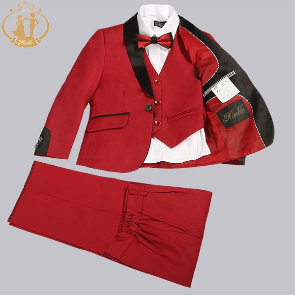 Abiti Agile Primavera Autunno Abiti formali per ragazzi Bambini Blazer da sposa 3 pezzi Set Abbigliamento per bambini all'ingrosso 3 colori Rosso Nero e Blu 230918