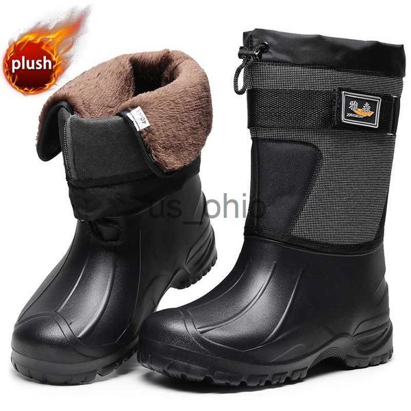 Stiefel 2023 Winter Männer Wasser Stiefel Luxus Marke Wasserdicht Dicken Plüsch Fell Warme Schnee Stiefel Mann Casual Angeln Wandern Regen stiefel J230919