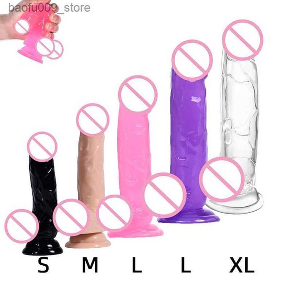 Andere Gesundheits- und Schönheitsartikel, fünf Farben, vier Größen, weicher Gelee-Dildo, BDSM, erotischer Schwanz, realistische Kristalldildos, Saugnapf, Masturbator, G-Punkt, Orgasmus, Q230919